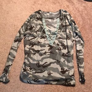Camo lace up shirt